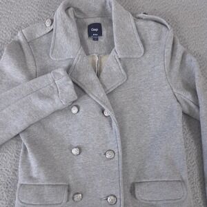 Gap Blazer Womens S Double Breasted Knit Sweater Silver Crest Buttons Pea Coat